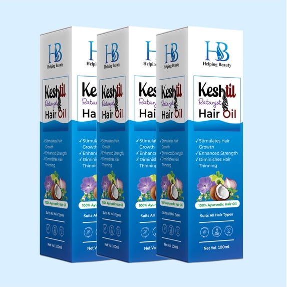 HB Ratanjot Keshtil Hair Oil | Anti Hair Fall Oil | 100% Ayurvedic | 100% Organic | Natural Ingredients |Reduce Dandruff | For Men & Women | 100 ML | Pack of 3