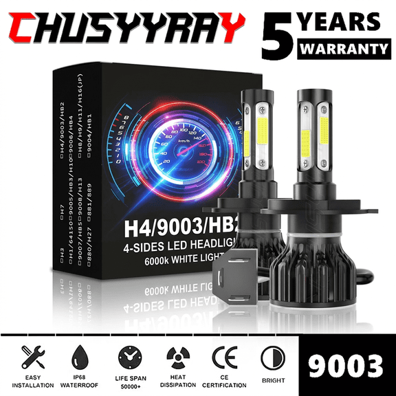 HB2 H4 9003 LED Headlight Bulbs 6500K White 80W High Low Beam Conversion Kit for 2017 Chevy Express 3500 2.8L Diesel