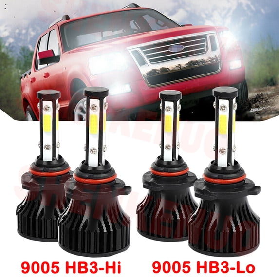 HB3 9005 LED Headlight Bulbs For Ford Explorer 2011 2012 2013 2014 2015 2016 2017 2018 2019 High&Low Beam 4pcs