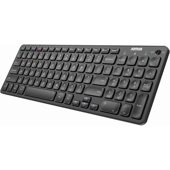 HB305-2 Universal Multi-Device Bluetooth Keyboard Ultra Compact Wireless Bluetooth Keyboard with Media Hotkeys for Windows iOS iPad OS Android Computer Desktop Laptop Surface Tablet Smartphone