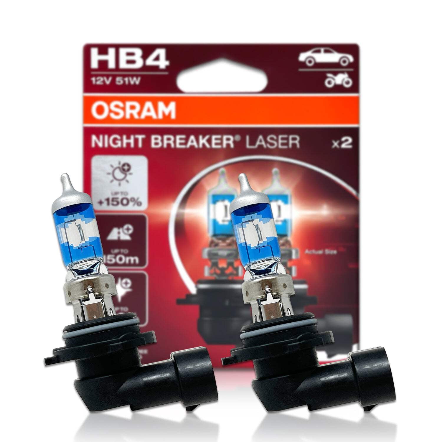 OSRAM NIGHT BREAKER LASER Лампа галогенная HB4 [12V 51W] P22d (Картонная)