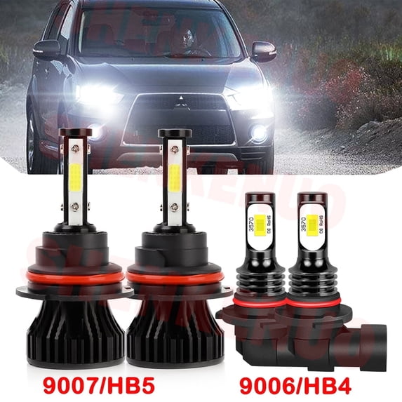 HB5 9007 High&Low Beam for Mitsubishi Outlander 2003-2004 LED Headlights 9006 Fog Lights 4pcs