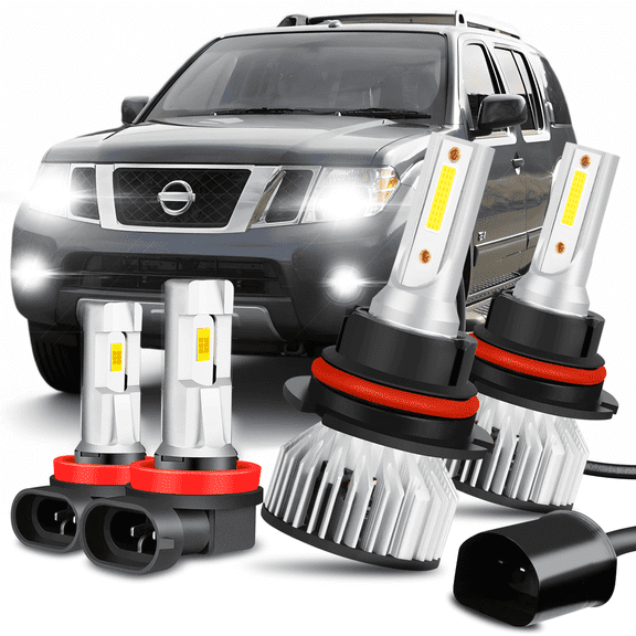 HB5 9007 High&Low Beam for Nissan Pathfinder 2005 2006 2007 2008 2009 2010 2011 2012 LED Headlights H11 Fog Lights 4pcs