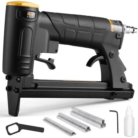 HB7116P-KT 22 Gauge 3/8-Inch Crown Pneumatic Upholstery Stapler, Air Stapler Kit, with 6000 Staples, 1/4-Inch to 5/8-Inch