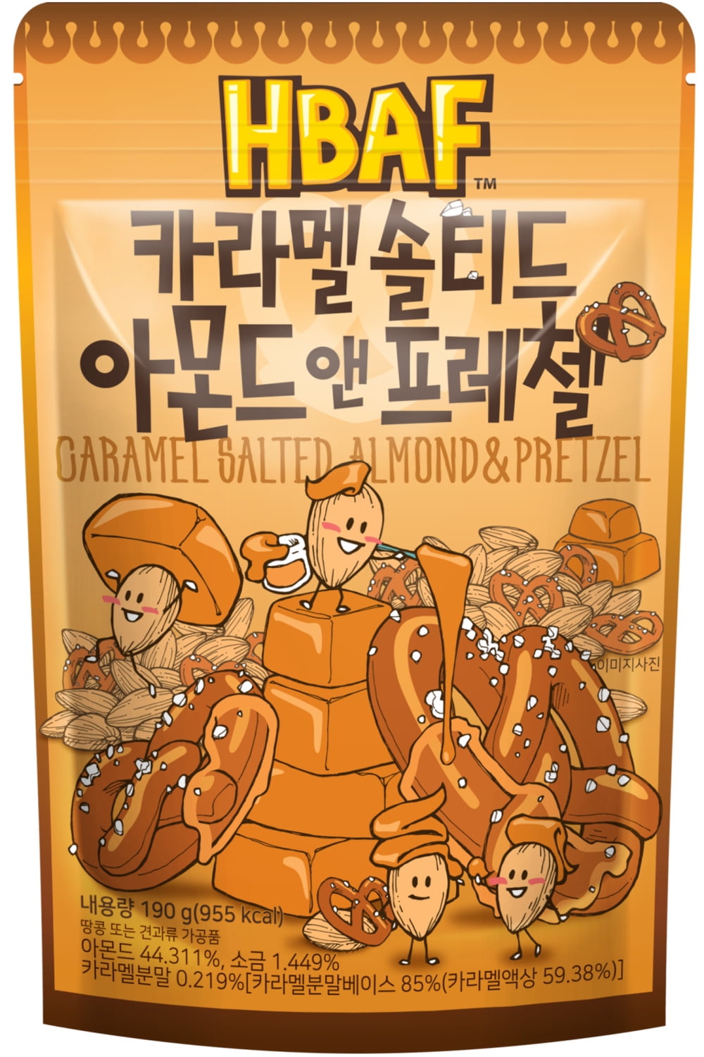 HBAF Korean Salted Caramel & Pretzel Seasoned Almonds Nut Snack Kids