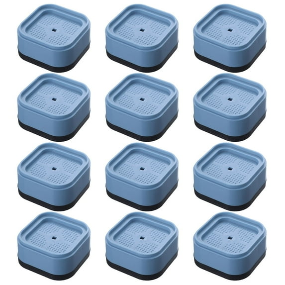 HBASD 12 Pack Furniture Risers, Adjustable Furniture Heightening Pads, Heavy Duty Lifts Height 1", Square Stackable Bed Risers for Desk Leg Table Couch Sofa Chair Bed Frame Legs Dorm (Blue)