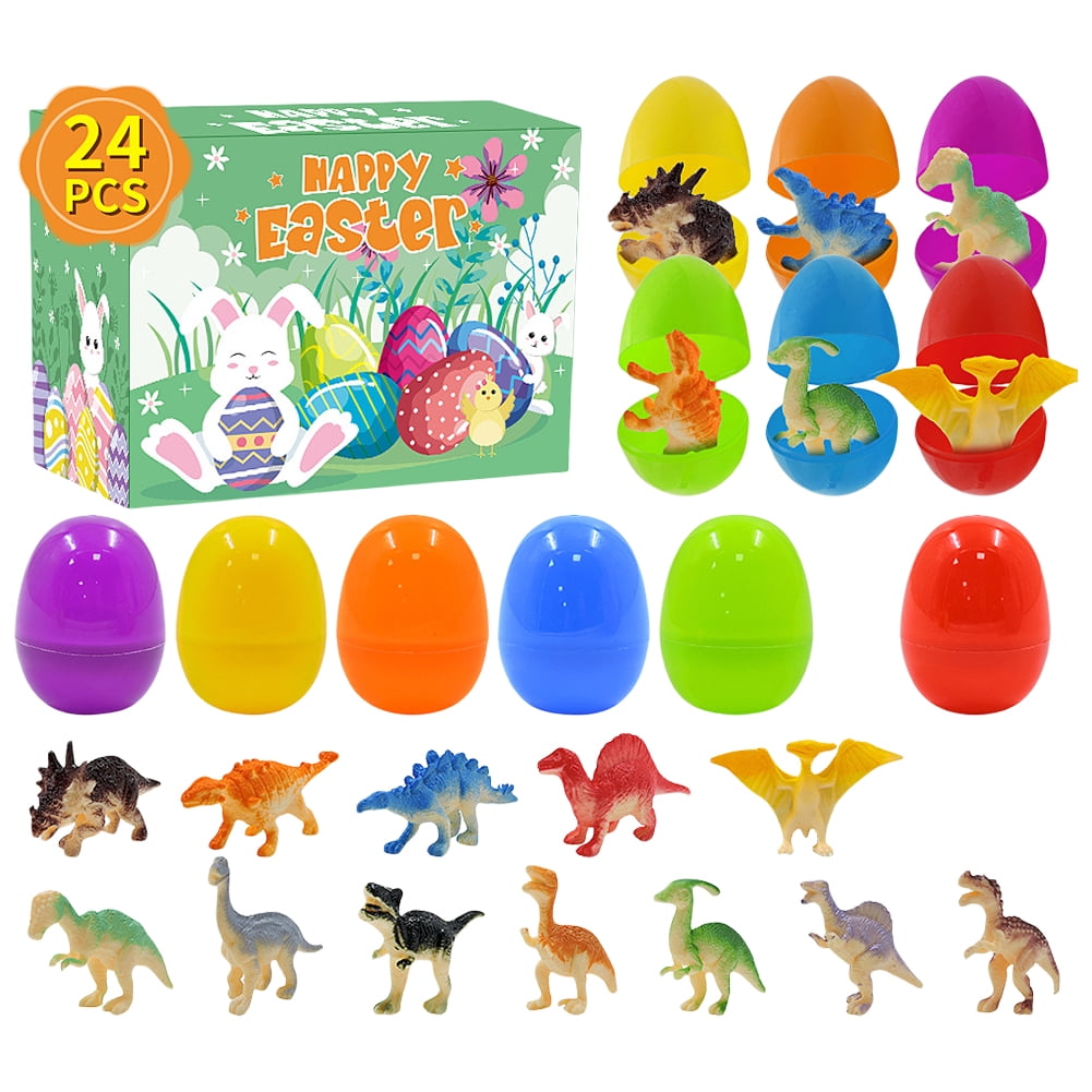 12 Pack Filled Easter Eggs With Plush Animal, Basket Multicolored