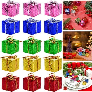 HBASD 12PCS Christmas Mini Gift Boxes Decor, Colorful Christmas Tree Foam Present Boxfor Indoor Christmas Home Yard Lawn Decor