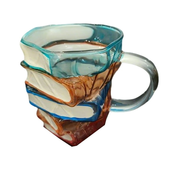 1 Pc Painted Book Mug, 3D Painted Stackable Book Coffee Cup, Stained Glass Book Mug for Book Lover