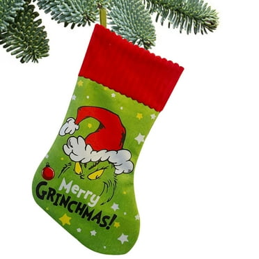 HBASD Christmas Stockings, 13.77in Green Monster Christmas Stockings Hanging Ornaments for Family Christmas Holiday Decorations (Light Green)