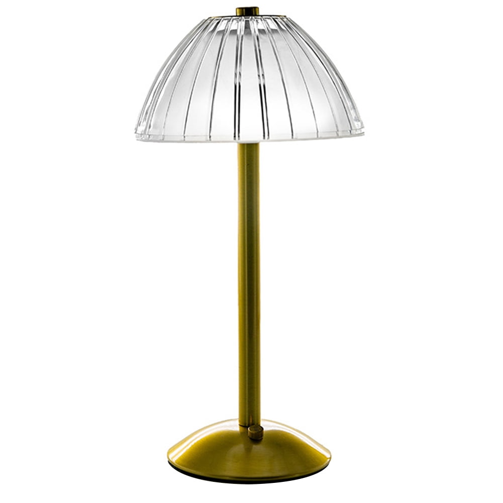 HBASD Crystal Table Lamp Metal Base Rechargeable Touch Desk Light Daily Lighting Supplies (Half Moon Crystal）