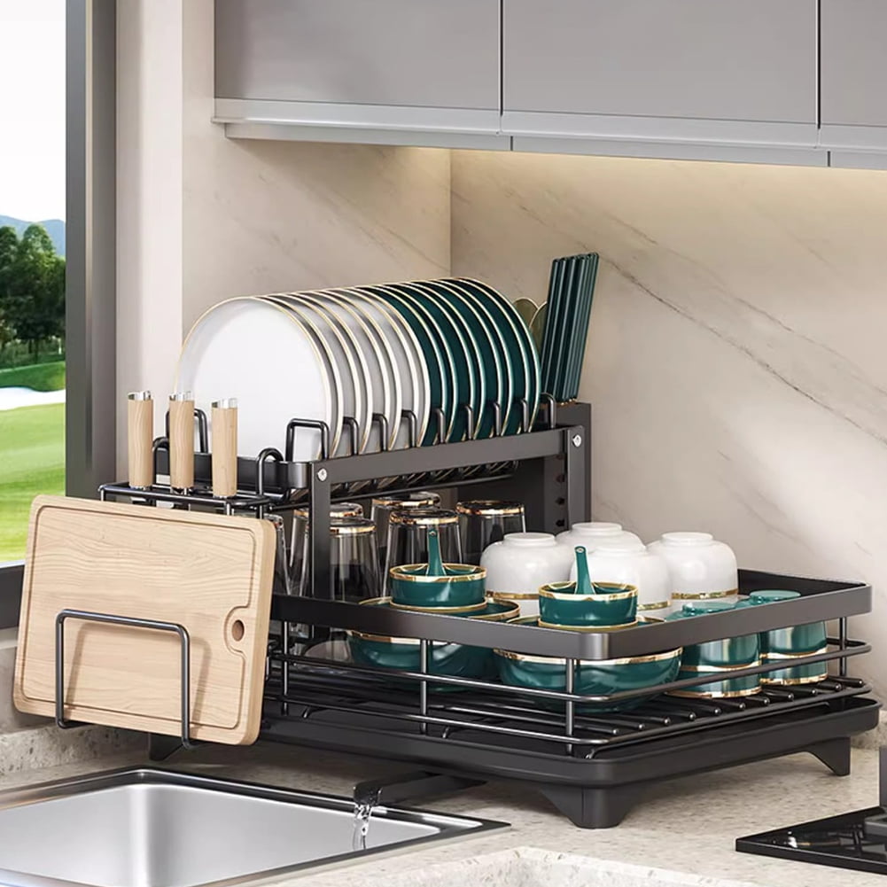 Plate Rack Best Dish Drain Board Dish Drying Rack 2-Tier Dish