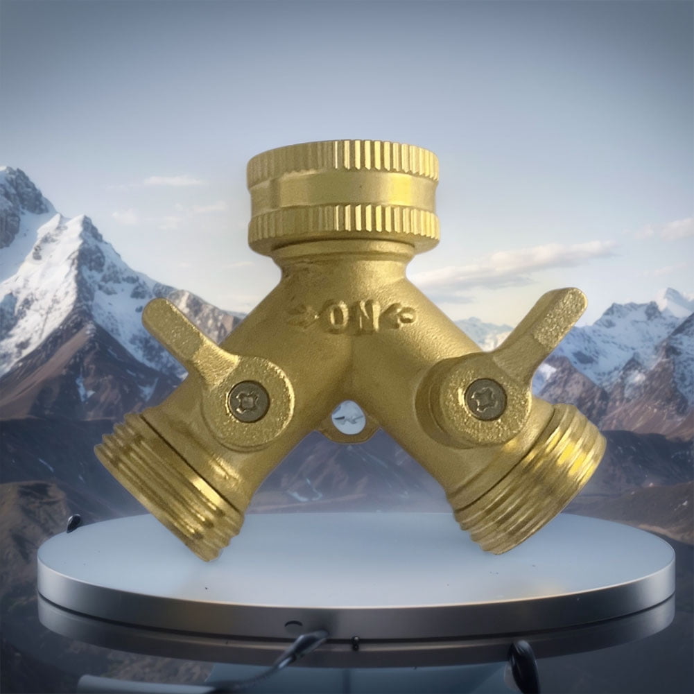 Brass Garden Hose Splitter 2 Way Heavy Duty, Brass Hose Y Splitter 2 Valves, Y Conneector With 2 Extra Rubber Washers