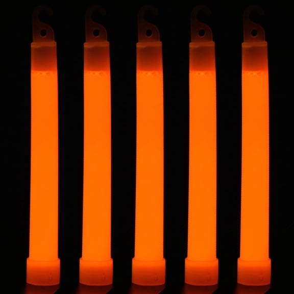 HBASD Industrial Grade Glow Sticks 6 inches Ultra Bright Emergency Light Sticks for Camping Concert Party Accessories, Survival Kit More Lasts Over 12 Hours (5pcs Orange)