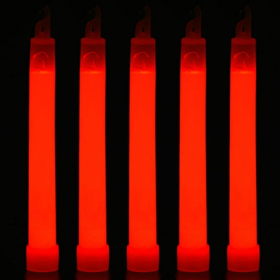 HBASD Industrial Grade Glow Sticks 6 inches Ultra Bright Emergency Light Sticks for Camping Concert Party Accessories, Survival Kit More Lasts Over 12 Hours (5pcs Red)