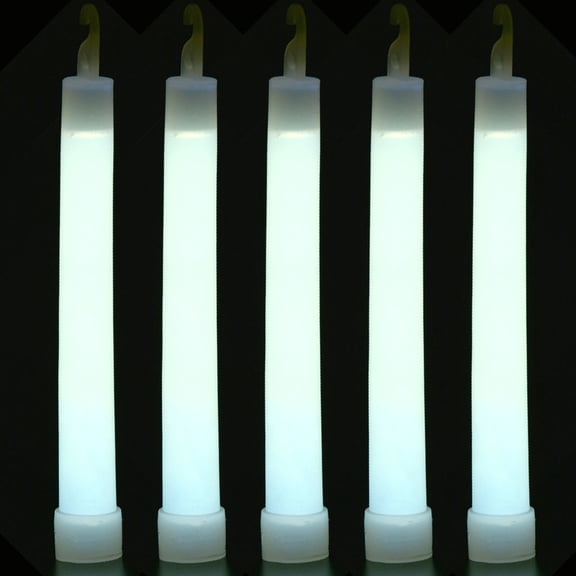 HBASD Industrial Grade Glow Sticks 6 inches Ultra Bright Emergency Light Sticks for Camping Concert Party Accessories, Survival Kit More Lasts Over 12 Hours (5pcs White)
