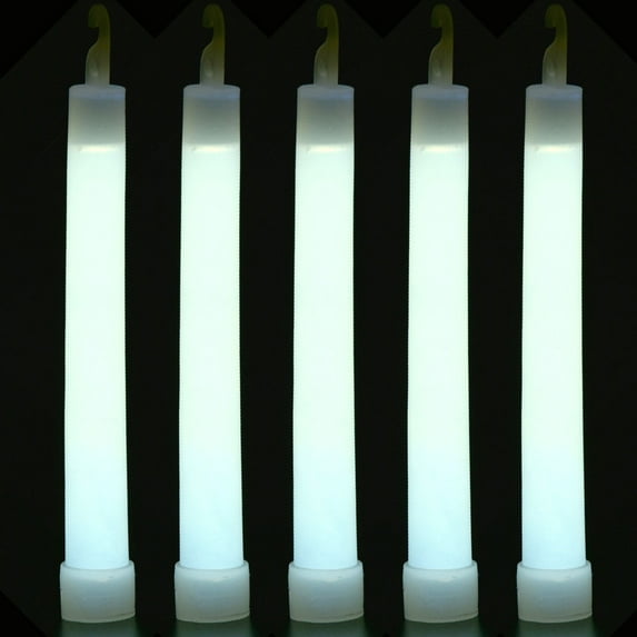 HBASD Industrial Grade Glow Sticks 6 inches Ultra Bright Emergency Light Sticks for Camping Concert Party Accessories, Survival Kit More Lasts Over 12 Hours (5pcs White)