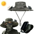 thumbnail image 1 of HBASD Men Women Wide Brim Sun Hats with 2 Solar Fan, Waterproof Solar Fan Bucket Hat Outdoor Fishing Hat for Hiking Camping (E), 1 of 10