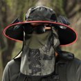 thumbnail image 1 of HBASD Outdoor Wide Brim Sun Hat with 2 Solar Fans, Fishing Hat with Removable Neck Flap, UV Protection Sun Bucket Hat for Fishing, Hiking, Camping (Upgrade B), 1 of 7
