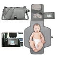 thumbnail image 1 of HBASD Portable Diaper Changing Pad - Baby Diaper Changer Travel Bag with Wipes Pocket, Smart Design Portable Changing Mat, Infant Travel Station Kit, Gift for Newborn (Light Grey), 1 of 10