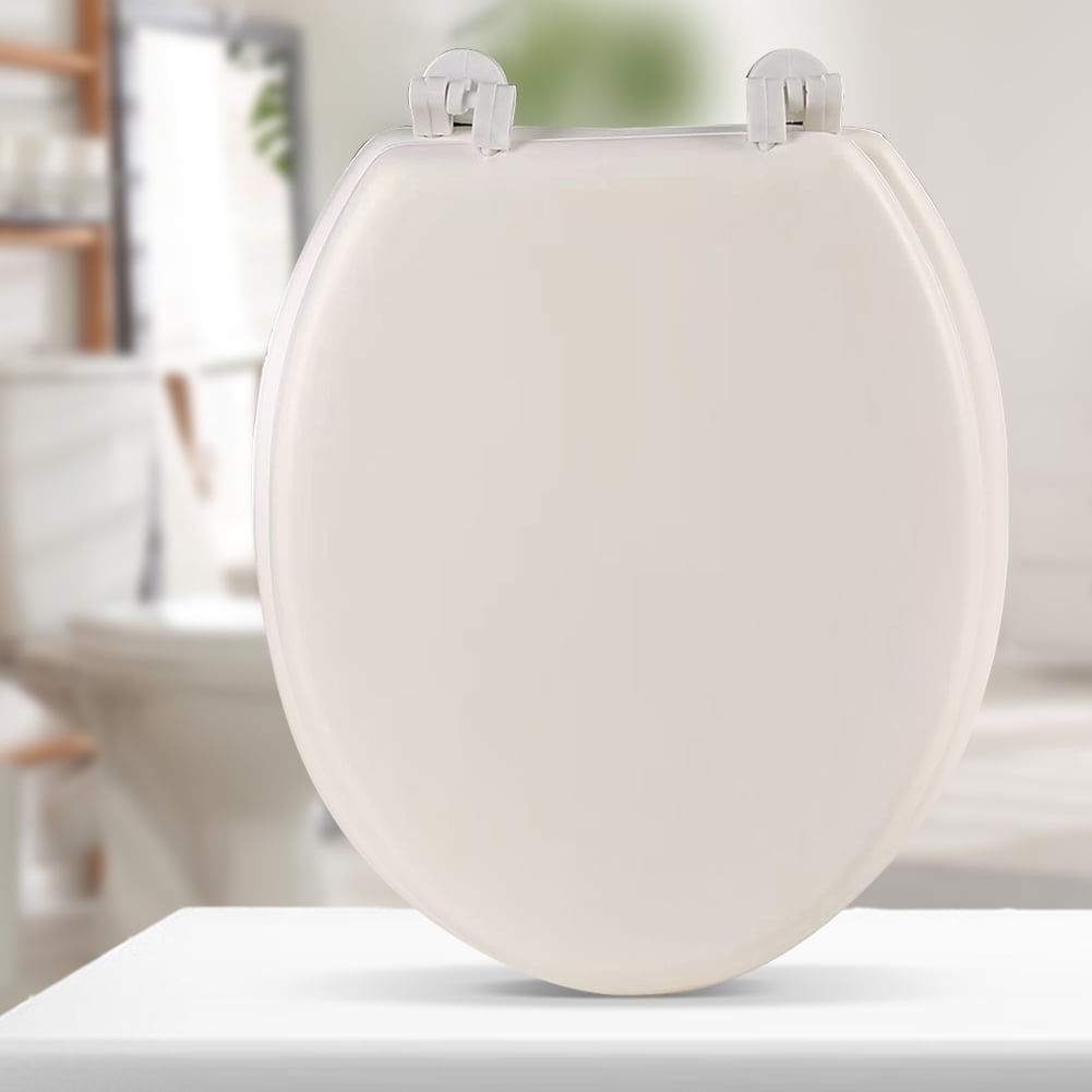 HBASD Round Soft Close Toilet Seat, Comfortable Soft Round Toilet Seat, with Grip-Tight Bumpers, Quiet-Close Seat, Quick-Attach Hardware