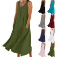 thumbnail image 1 of HBBIKVI Snap Closure Midi Dress for Women Summer Sleeveless A-Line Dress with Front Snaps,Side Pockets,and Flowy Comfortable Fit for Summer Casual Wear, 1 of 8