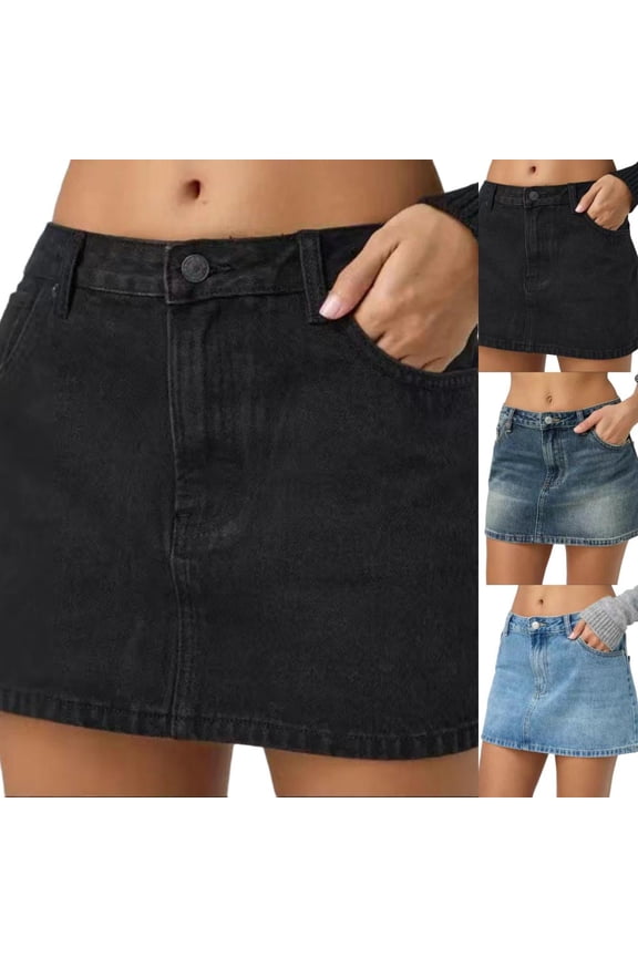 Women Low Rise A-Line Mini Skirt Zipper Front Exterior Pocket Y2K Retro Streetwear Casual Party Style Solid Color