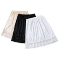 thumbnail image 1 of HBBIKVI Women's Lace Trim Stretchy Slip Mini Skirt with Elastic Waist for Casual Lounging and Everyday Layering, 1 of 5