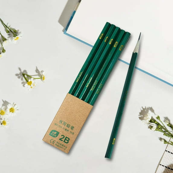 HBBKVI 100 Pcs Pencils Set, Green Rod Pencil H/2B Elementary Exams Kindergarten Practice Special Pencil