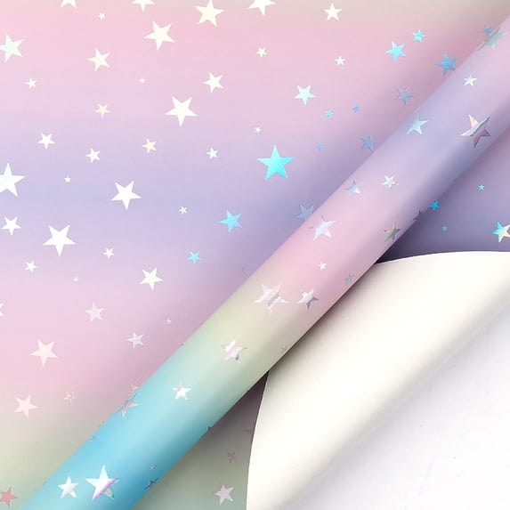 HBBKVI 10ft Metallic Gradient Gift Wrapping Paper Roll Birthday Party Gift Wrapping Paper Gradient Glossy Aluminum-coated Paper Rolls Large Size 118IN Roll 80 Gsm Thick Gift