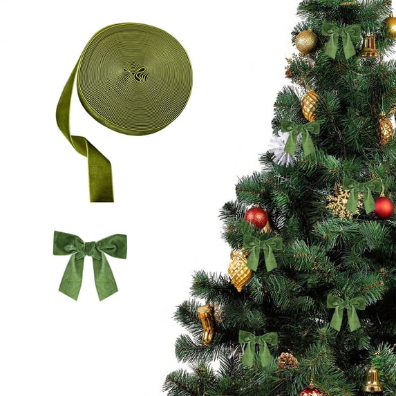 HBBKVI 11 Yards Velvet Green Ribbon, Christmas Ribbon for Gift Wrapping Bow Crafts, Christmas Tree Decorations Wedding Party Ornaments