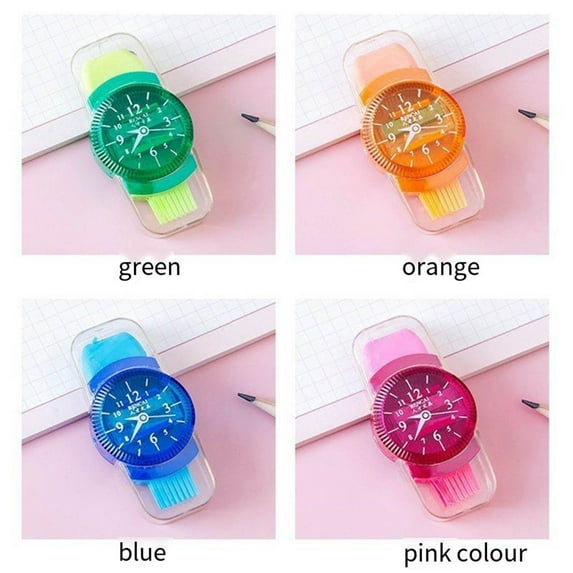 HBBKVI 12 Pcs Pencil Sharpener, Watch Styling Pencil Sharpener with Eraser Cleaning Brush 3-in-1 Multi-function Pencil Sharpener Random Color