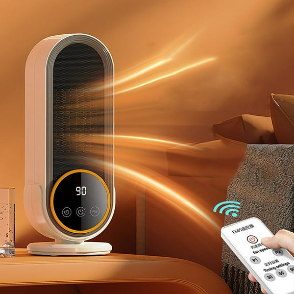 HBBKVI 1200W Portable Space Heater with Remote Control, 2 Heat Settings, Adjustable Thermostat, Overheat and Tip-Over Protection for Office Desk and Indoor