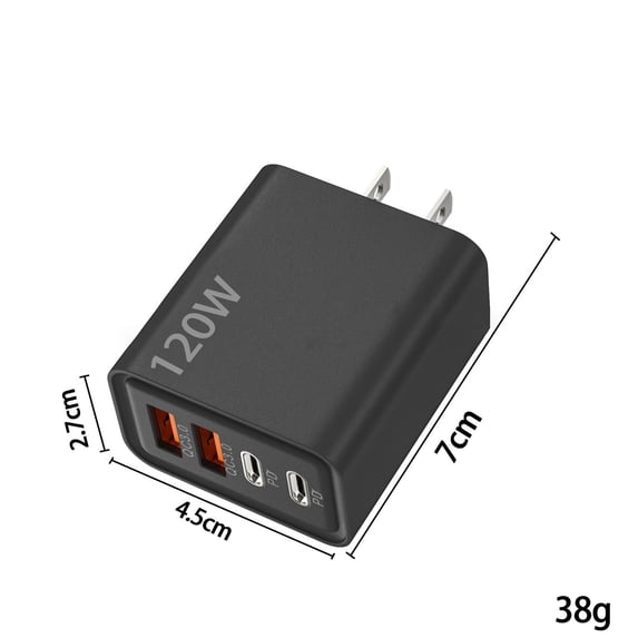 HBBKVI 120W GaN Fast Charger with 4 Ports 2 in 1 GaN Charger 2025 120w Fast Charger Module with 2 Type-C/2 USB Ports Fast Charging Adapter Phone Chargers Wall Plug for Phone Tablet Laptops