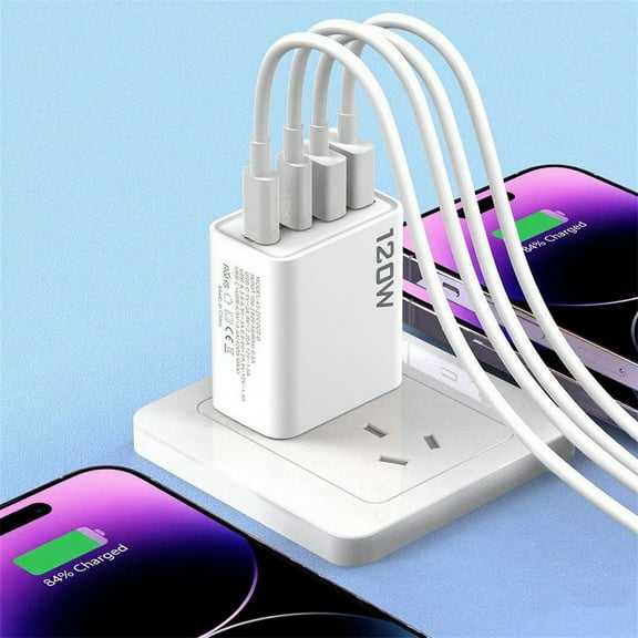 HBBKVI 120W GaN Fast Charger with 4 Ports 2 in 1 GaN Charger 2025 120w Fast Charger Module with 2 Type-C/2 USB Ports Fast Charging Adapter Phone Chargers Wall Plug for Phone Tablet Laptops