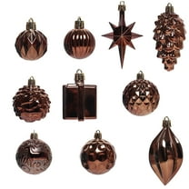 HBBKVI 12Pcs Various Shape Christmas Ornaments Brown, Reusable Plastic Christmas Ball Ornaments for Tree and Party Decor