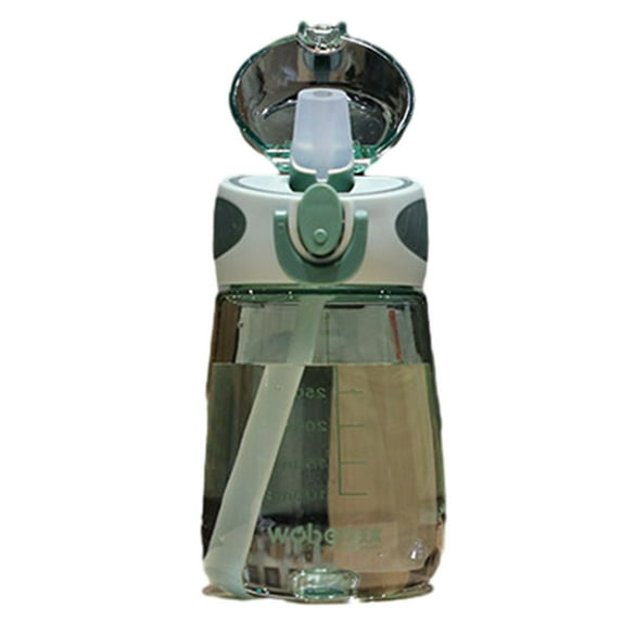 HBBKVI 14oz Water Bottle with Straw, Clear Water Bottle with Marker, Leak Proof Water Bottle Green