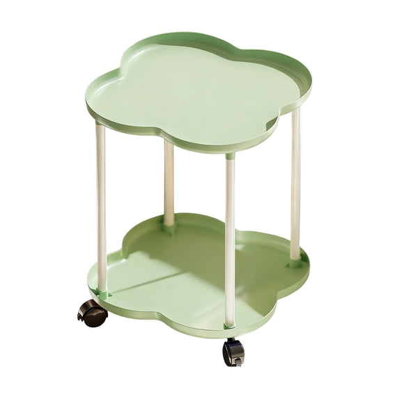HBBKVI 14x14x19in Plastic Rolling Storage Cart with Wheels, Multi-Purpose Mobile Side Table for Bedroom, Living Room, Study Desk, Assembly Required
