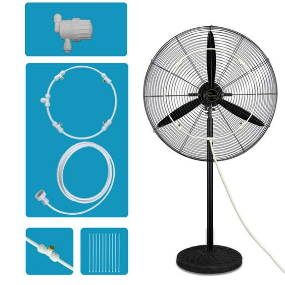 HBBKVI 16in Spray Ring for Fan with 118in Tube, Outdoor Misting Fan Kit for A Cool Patio Br-eeze, Water Misters Spray Tube for Cool-ing Outdoor