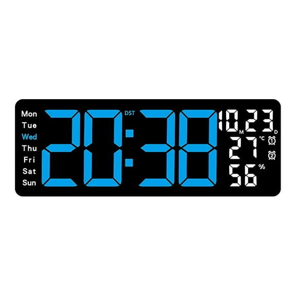 HBBKVI 17" Digital Clock with RGB Nightlight, 10-Level Brightness Alarm Clock for Bedroom Living Room Office, Dimmable Digital Alarm Clock, Blue