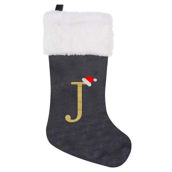 HBBKVI 19" Velvet Christmas Stockings with Initials, Personalized Monogram Christmas Tree Decorations, Xmas Pendants Candy Bags Hanging Gift Bags