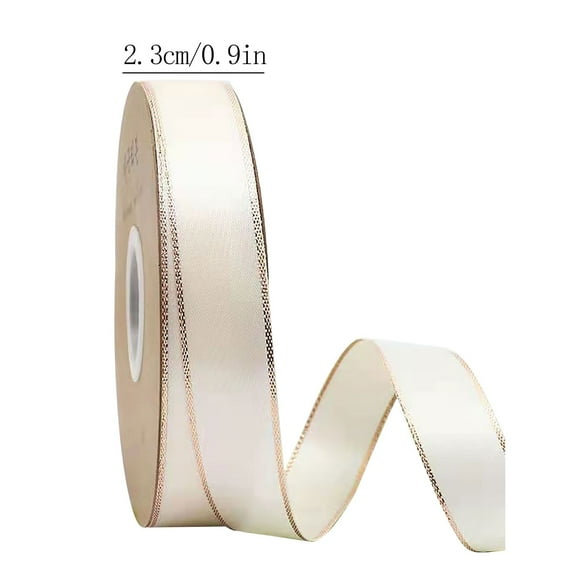 HBBKVI 1in Double Gold Edged Wired Polyester Ribbon .3cm Double Gold Edged Polyester Ribbon Gift Flower Packaging Ribbon Decoration Ribbon DIY Ribbon