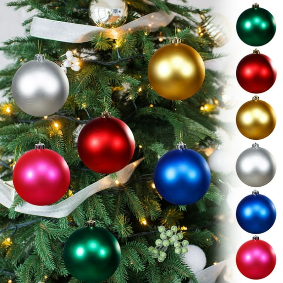 HBBKVI 5" Christmas Ball Ornaments Gold, Matte Shatterproof Christmas Balls for Tree Decor with Hanging Hook