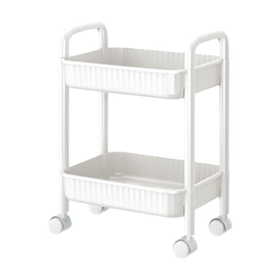 HBBKVI 2-Tier Rolling Cart with Wheels Two Tier Rolling Cart with Wheels A Practical Cart with Handles and Locking Swivel Casters Suitable for Storage in The Kitchen Office and Bedroom