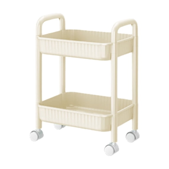 HBBKVI 2-Tier Rolling Cart with Wheels Two Tier Rolling Cart with Wheels A Practical Cart with Handles and Locking Swivel Casters Suitable for Storage in The Kitchen Office and Bedroom