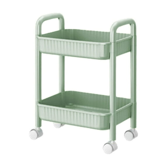 HBBKVI 2-Tier Rolling Cart with Wheels Two Tier Rolling Cart with Wheels A Practical Cart with Handles and Locking Swivel Casters Suitable for Storage in The Kitchen Office and Bedroom
