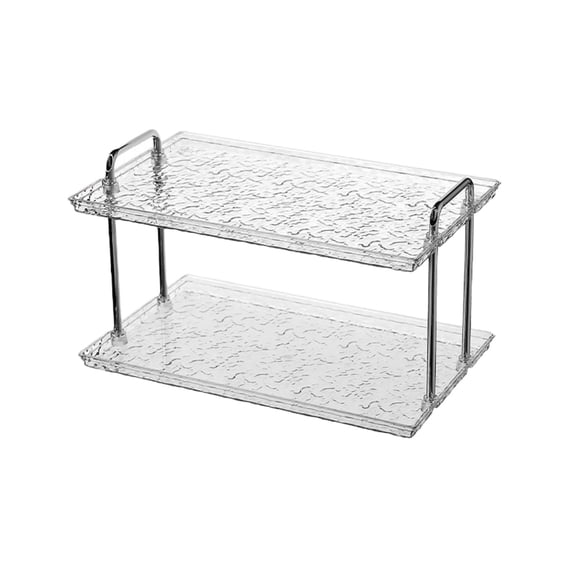 HBBKVI 2 Tier Transparent Plastic Organizer Shelf, Vanity or Countertop Storage Rack, 11x9x7in