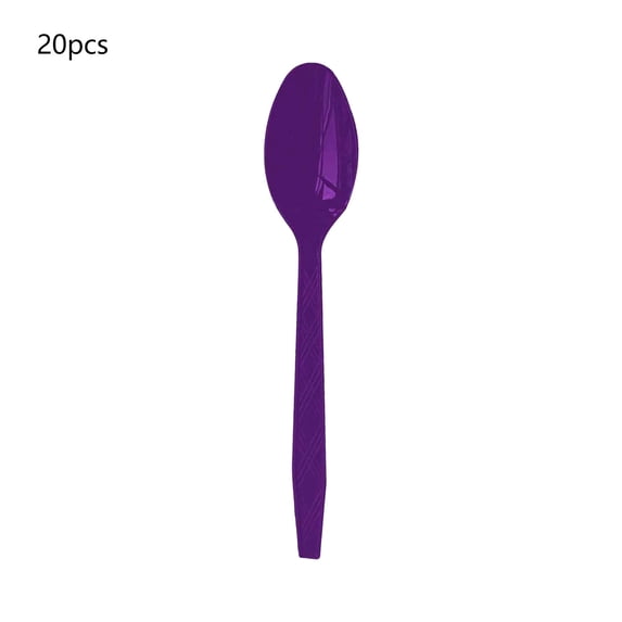 HBBKVI 20 Pcs Purple Plastic Cutlery Set Party Cutlery Set Knife Fork Spoon