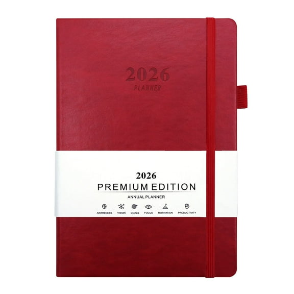 HBBKVI 2026 Planner Weekly & Monthly, 6x8 Inch A5 with Strap, Hourly Time Slots & Goal Tracking, Floral Design