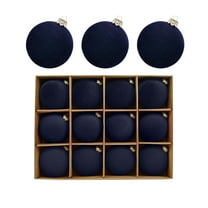 HBBKVI 24 Pcs Blue Velvet Christmas Balls Set, 2.4" Flocked Christmas Tree Ornaments Plastic Balls, Christmas Tree Decorations Christmas Hanging Ornaments